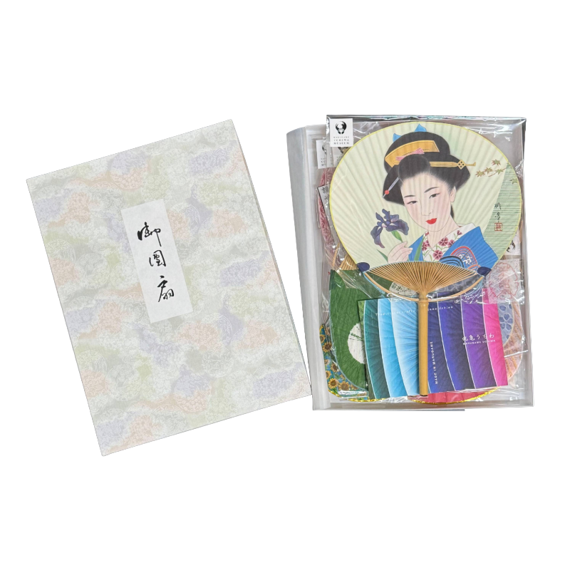 Assorted Set of 10 Traditional Japanese Marugame Uchiwa Bamboo Fans from Kagawa, Japan