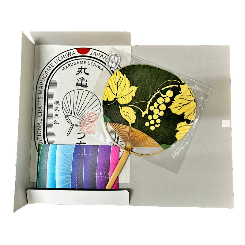 Marugame Uchiwa Fan: Toutsuki Shape (Grape) Handcrafted Kagawa Bamboo & Washi Fan