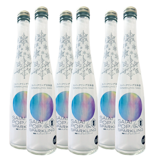 SAIAI POP SPARKLING Japanese Sake (300ml x 6 Glass Bottles Set)