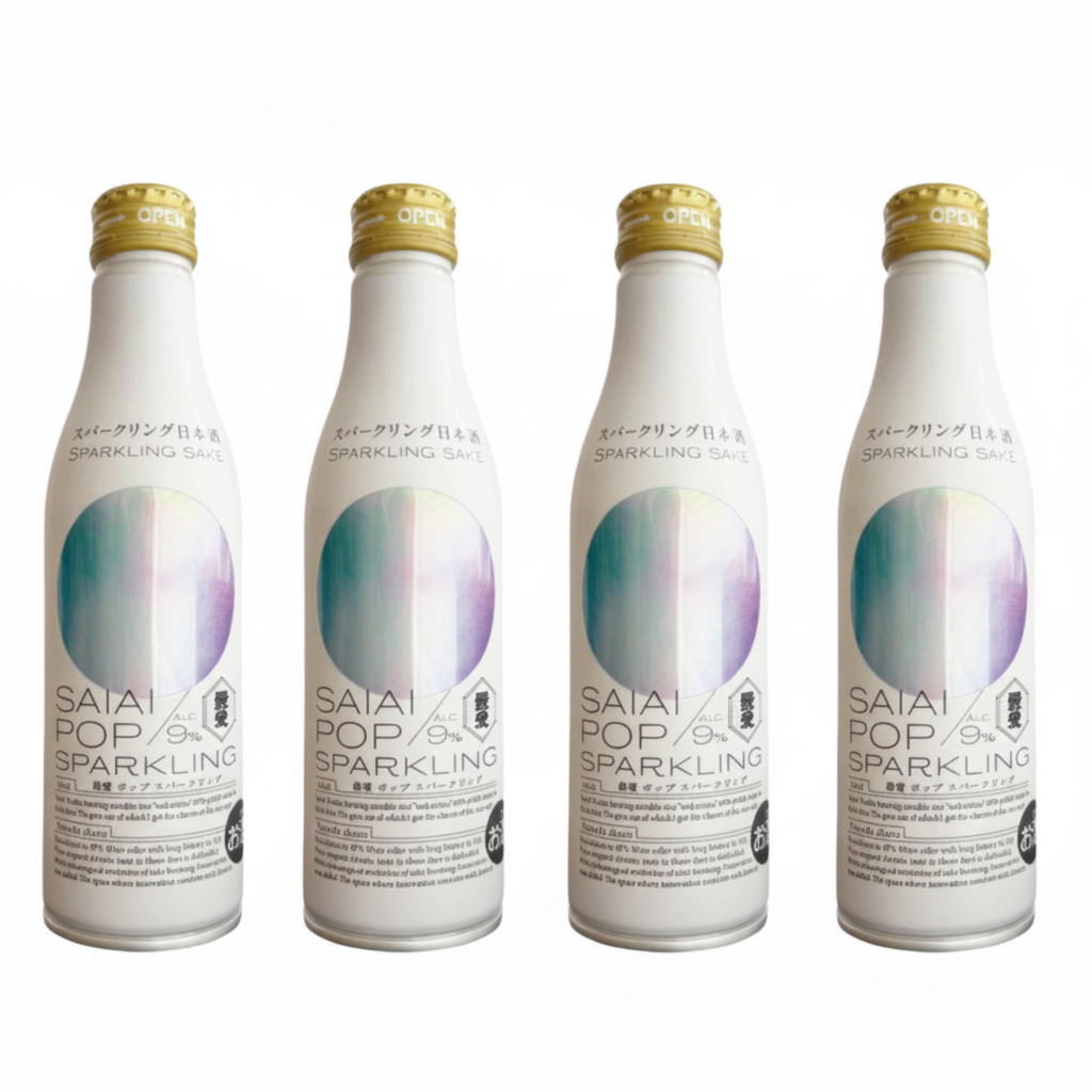 SAIAI POP SPARKLING – Sparkling Sake (250ml x 4 Aluminum can bottles set)