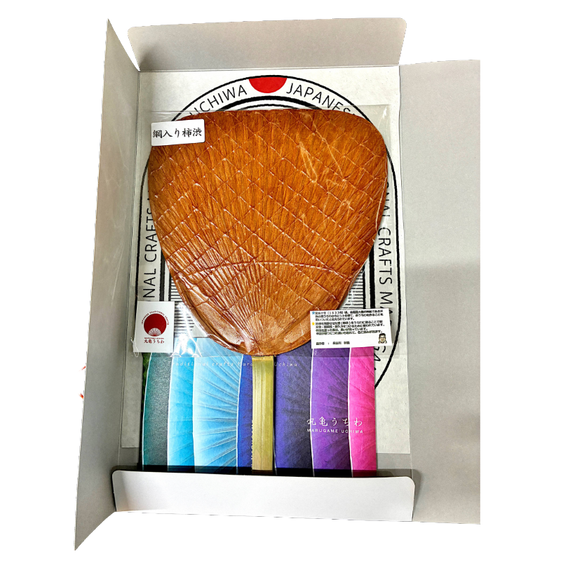 Marugame Uchiwa Fan: Mesh-Reinforced Kakishibu Fan (Brown) Handcrafted Kagawa Bamboo & Natural Persimmon Tannin Fan