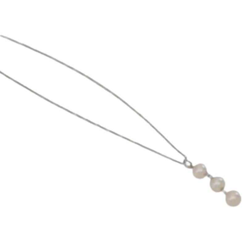 Japanese Akoya Pearl Necklace – Triple Baroque Akoya Pearls (8.5 – 9 mm) on an Adjustable Silver Chain – Handcrafted in Ainan, Ehime, Japan