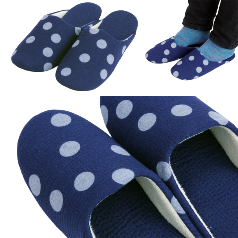 [Large Size] Awa Shijira Indigo-Dyed Bassen Slippers — Traditional Elegance & Ultimate Barefoot Comfort