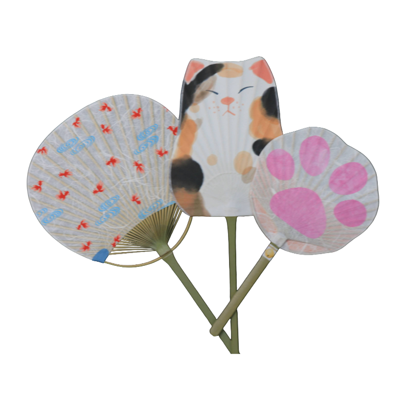 Marugame Uchiwa Fan Set of 3 (Calico Cat Edition)