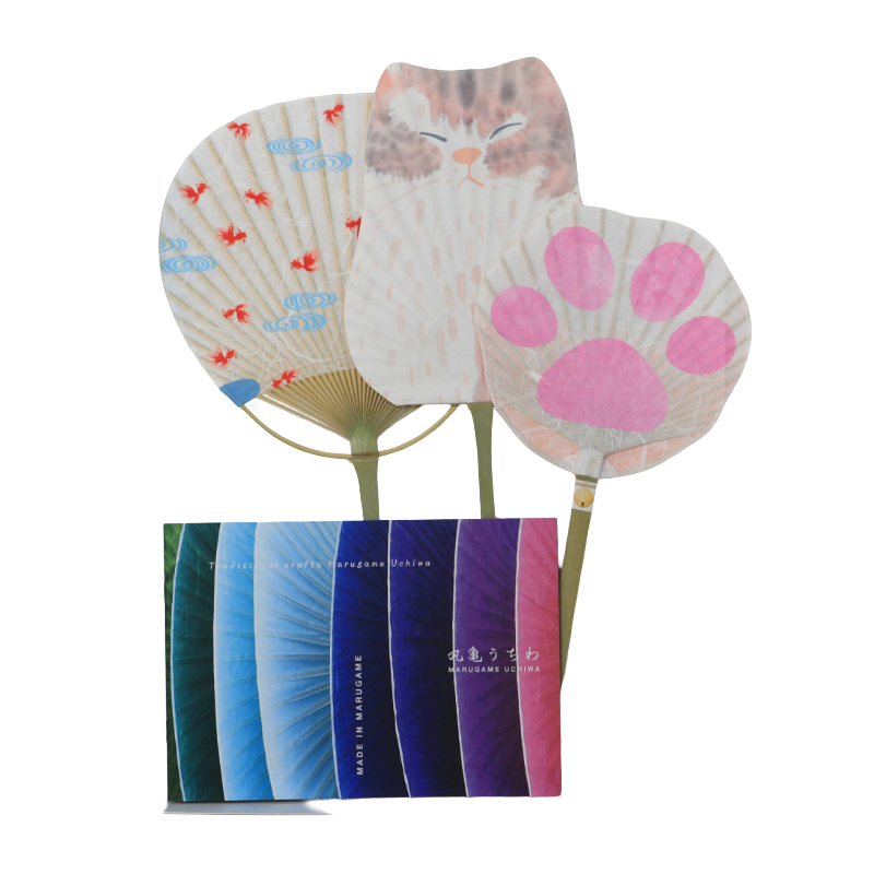 Marugame Uchiwa Fan Set of 3 (Tortoiseshell Cat Edition)