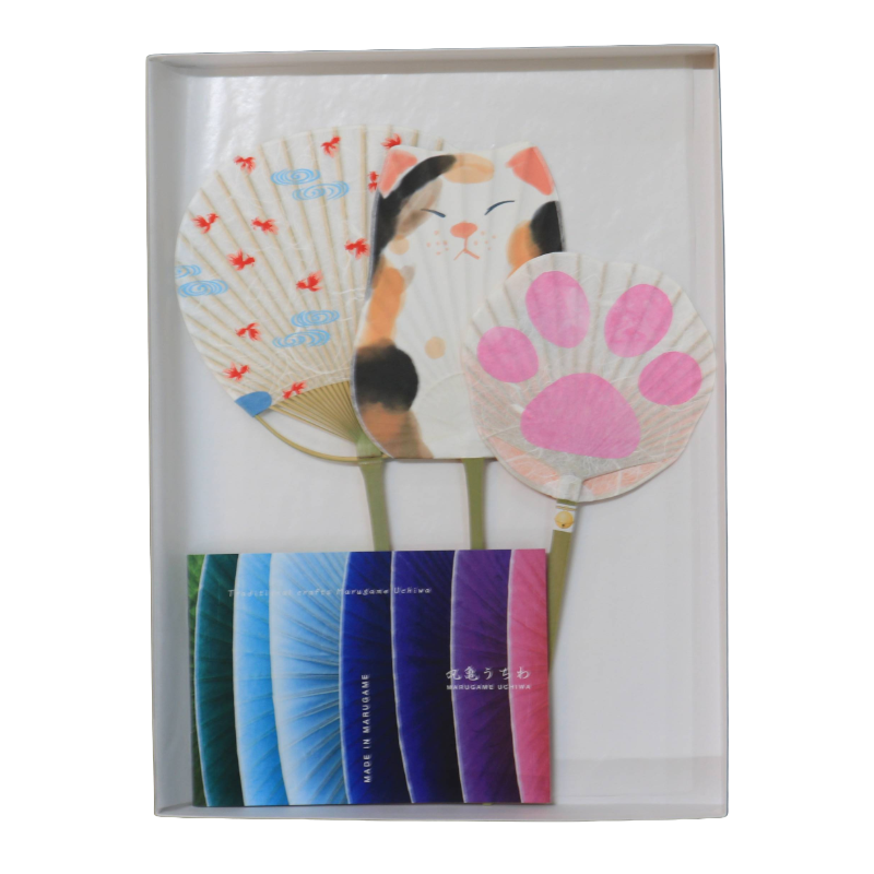 Marugame Uchiwa Fan Set of 3 (Calico Cat Edition)