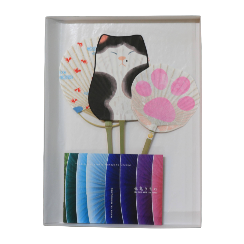Marugame Uchiwa Fan Set of 3 (Tuxedo Cat Edition)