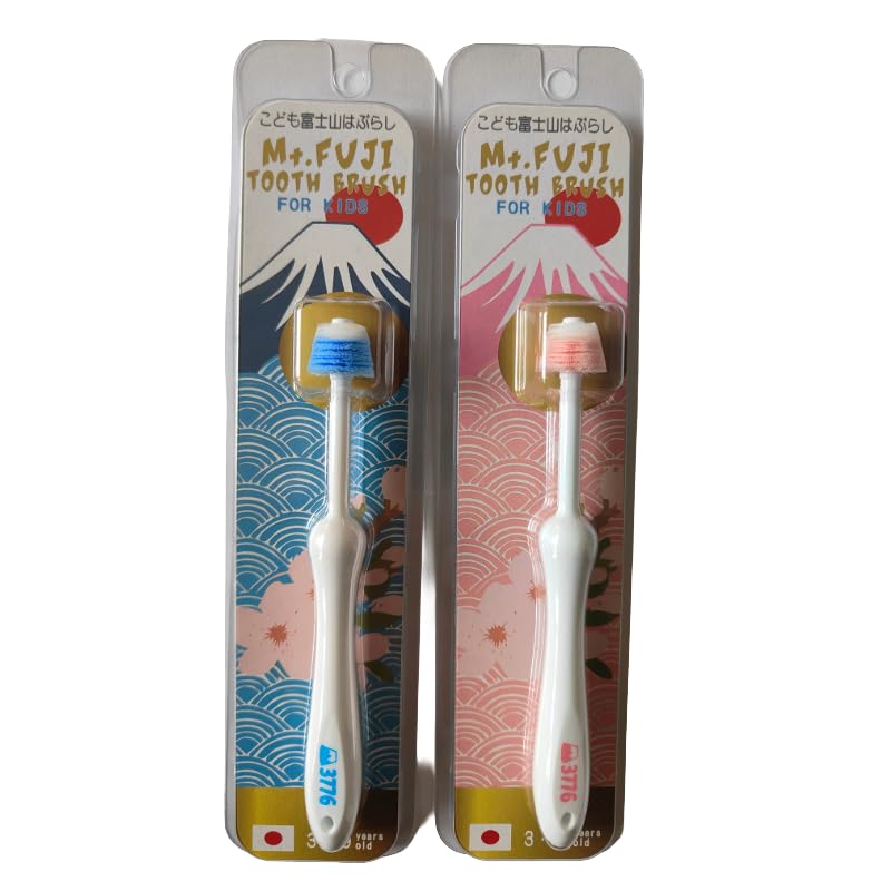 Mt. Fuji Kids 360° Toothbrush Set – Blue & Pink (2-Pack) | Made in Japan Gift Set