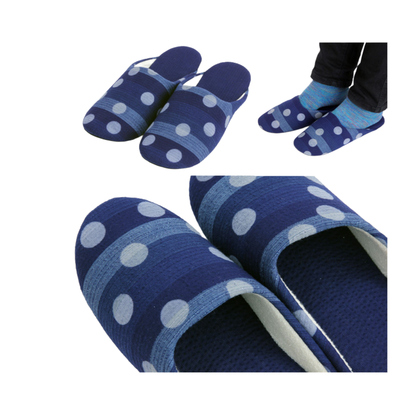 [Large Size] Awa Shijira Indigo-Dyed Bassen Slippers — Traditional Elegance & Ultimate Barefoot Comfort