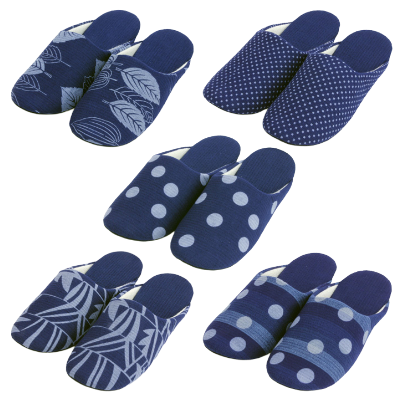 [Large Size] Awa Shijira Indigo-Dyed Bassen Slippers — Traditional Elegance & Ultimate Barefoot Comfort