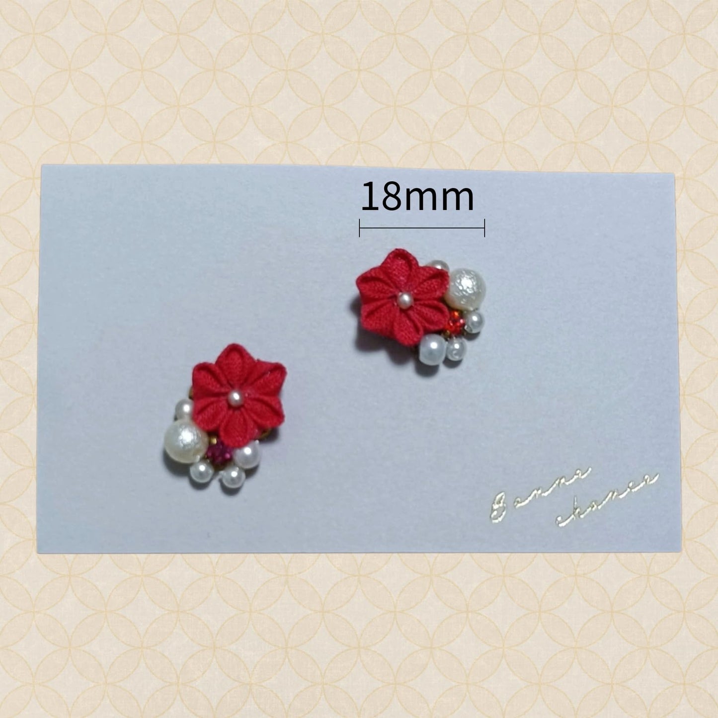 Made in Japan Handmade Fabric Flower Earrings - Traditional Tsumami Zaiku Craft